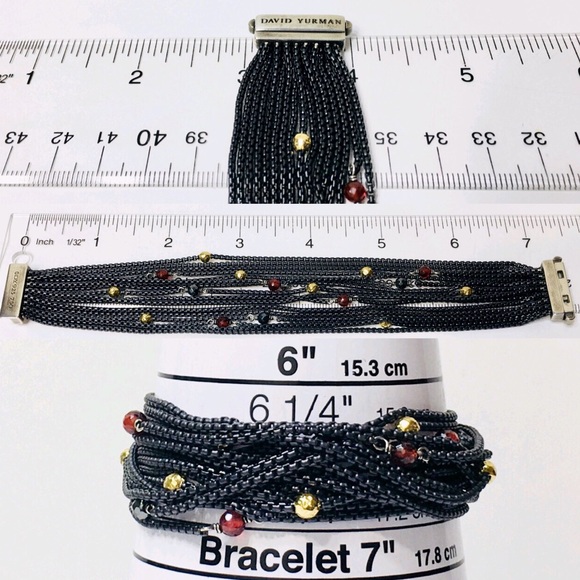 David Yurman Garnet Hematine 16 Row Chain Bracelet - Picture 5 of 7